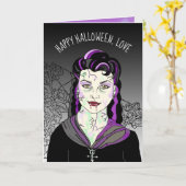 Vampir, romantischer Halloween-Trick oder Treff Karte (Gelbe Blume)