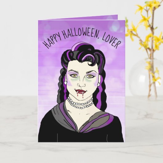 Vampir, Romantisches Halloween Karte (Gelbe Blume)