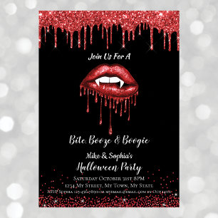 Vampir roter Glitter-Lippen Erwachsene Halloween-P Einladung