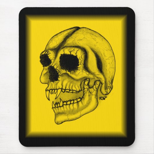 Vampir Schädel schwarz gelb Zeichnung Mousepad (Vorne)