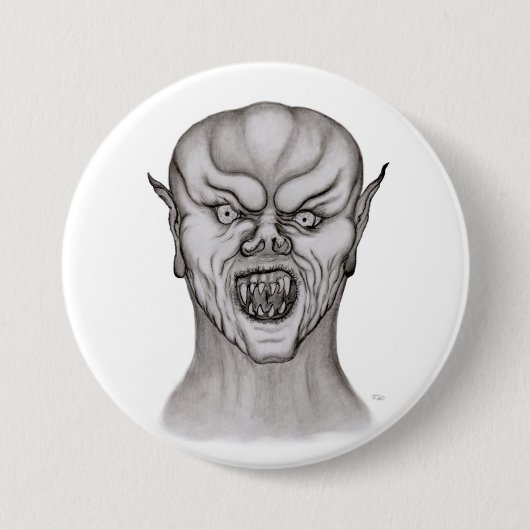 Vampir Schwarzweiß-Design Button (Vorderseite)