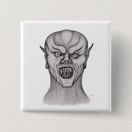 Vampir Schwarzweiß-Design Button (Vorderseite)
