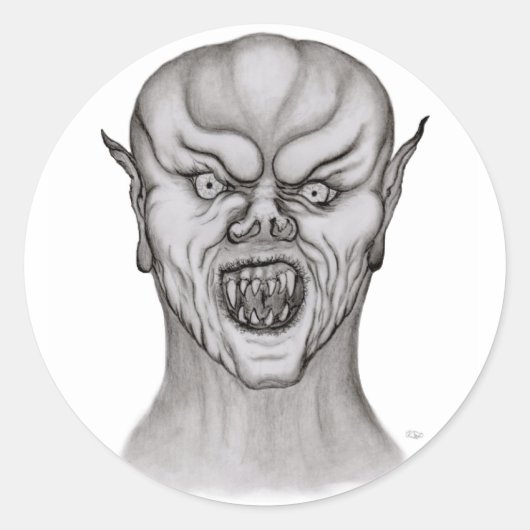 Vampir Schwarzweiß-Design Runder Aufkleber (Vorderseite)