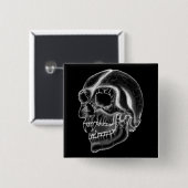 Vampir skull Schwarzweiß-Design Button (Vorne & Hinten)