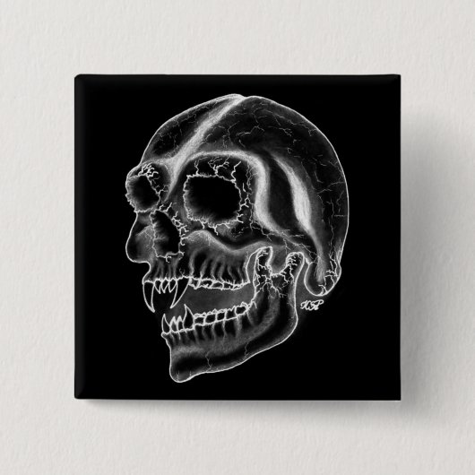 Vampir skull Schwarzweiß-Design Button (Vorderseite)