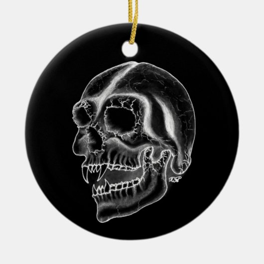 Vampir skull Schwarzweiß-Design Keramikornament (Vorne)