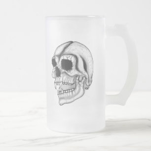 Vampir skull Schwarzweiß-Design Mattglas Bierglas