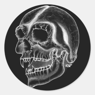 Vampir skull Schwarzweiß-Design Runder Aufkleber