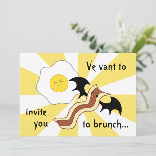 Vampir-Speck und alberner Eibrunch Einladung (Stehend Vorderseite)