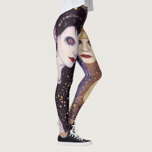 Vampir und Hexe an Halloween Leggings