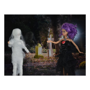 Vampir und Mumie auf der Jagd. Halloween Poster