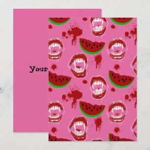 Vampir und Wassermelonen Summerween Party Pink Kar Einladung