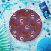 Vampir & Wassermelone Gruseliger Sommerween Lila Pappteller (Party)
