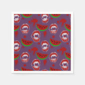 Vampir & Wassermelone Gruseliger Sommerween Lila Serviette (Vorderseite)