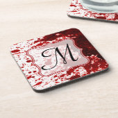 Vampirblut tropfender Pool Monogramm Untersetzer (Linke Seite)