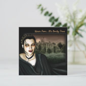 Vampire an der Halle Gotische Party Einladung (Stehend Vorderseite)