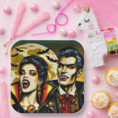 Vampire and Bats Halloween-Party Pappteller (Party)