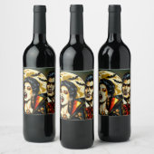 Vampire and Bats Halloween-Party Weinetikett (Flaschen)