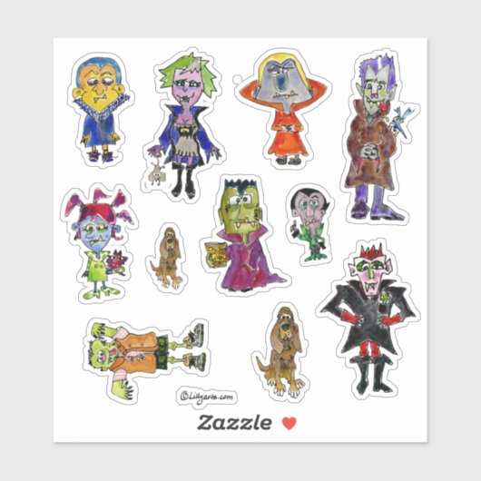 Vampire and Bloodhound Cartoon Aufkleber (Blatt)