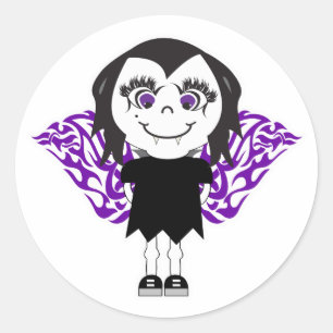 Vampire Angel Girl Tribal Wings Runder Aufkleber