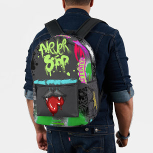 Vampire aß Herz Streetart Sprayfarbe Bedruckter Rucksack
