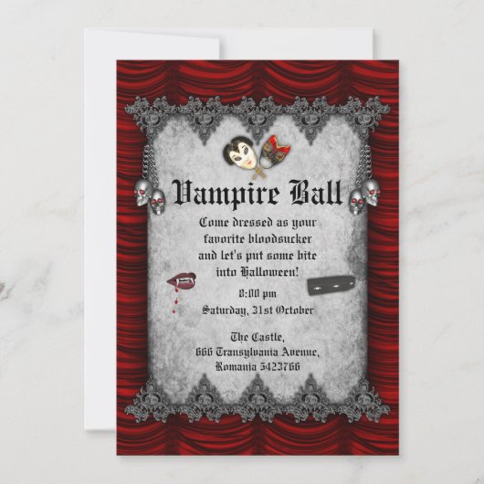 Vampire Ball Halloween-Party Einladung (Vorderseite)