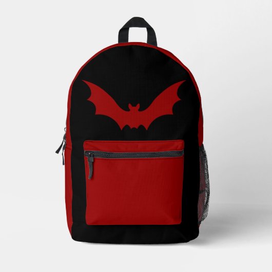VAMPIRE BAT BACKPACK (SCHWARZ ROT) BEDRUCKTER RUCKSACK (Vorderseite)