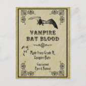 Vampire Bat Blood Halloween Rezept Card Postkarte (Vorderseite)