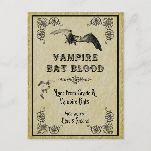 Vampire Bat Blood Halloween Rezept Card Postkarte (Vorderseite)