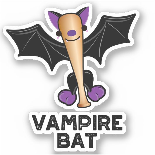 Vampire Bat Funny Baseball Pub Aufkleber (Vorderseite)