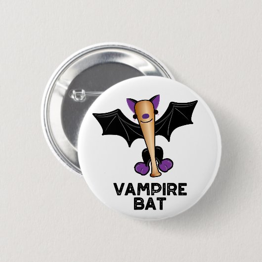 Vampire Bat Funny Baseball Pub Button (Vorne & Hinten)