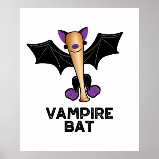 Vampire Bat Funny Baseball Pub Poster (Vorne)