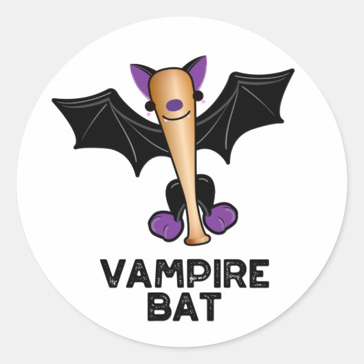 Vampire Bat Funny Baseball Pub Runder Aufkleber (Vorderseite)