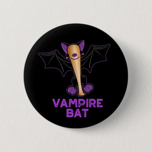 Vampire Bat Funny Baseball Pun Dark BG Button