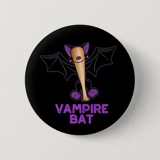 Vampire Bat Funny Baseball Pun Dark BG Button (Vorderseite)