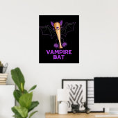 Vampire Bat Funny Baseball Pun Dark BG Poster (Heimbüro)