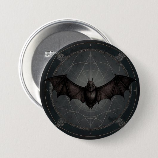 Vampire Bat Gothic Dark, Ai Generated Design Button (Vorne & Hinten)