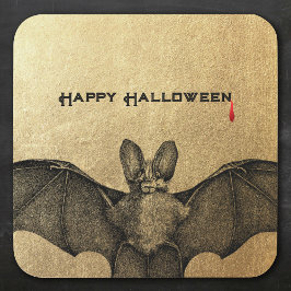Vampire Bat Halloween Gold Quadratischer Aufkleber