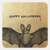 Vampire Bat Halloween Gold Quadratischer Aufkleber (Vorderseite)