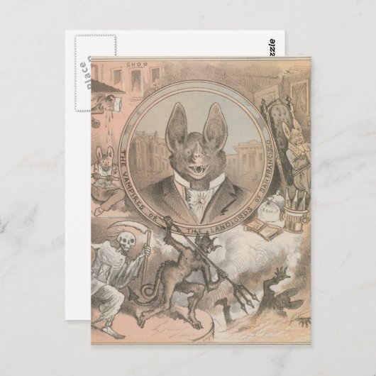 Vampire Bat Portrait Postkarte (Vorne/Hinten)