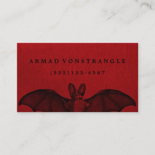 Vampire Bat Red Halloween Calling Card Visitenkarte (Vorderseite)