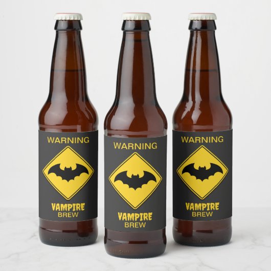 Vampire Bat Warnung Halloween Bierflaschenetikett (Flaschen)