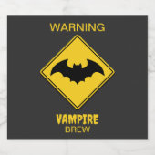 Vampire Bat Warnung Halloween Bierflaschenetikett (Einzelnes Label)