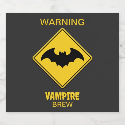 Vampire Bat Warnung Halloween Bierflaschenetikett (Einzelnes Label)