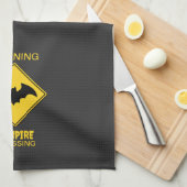 Vampire Bat Warnung Halloween Geschirrtuch (Viertel Falte)