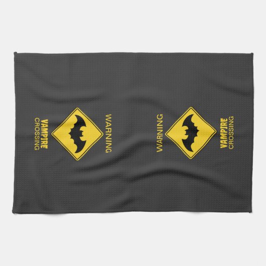 Vampire Bat Warnung Halloween Geschirrtuch (Horizontal)