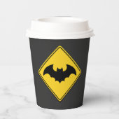 Vampire Bat Warnung Halloween Pappbecher (Rückseite)