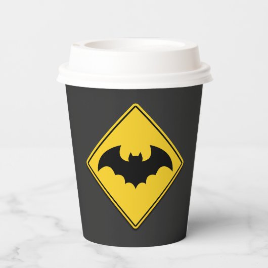 Vampire Bat Warnung Halloween Pappbecher (Rückseite)