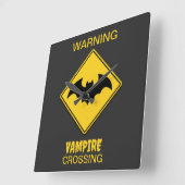 Vampire Bat Warnung Halloween Quadratische Wanduhr (Winkel)
