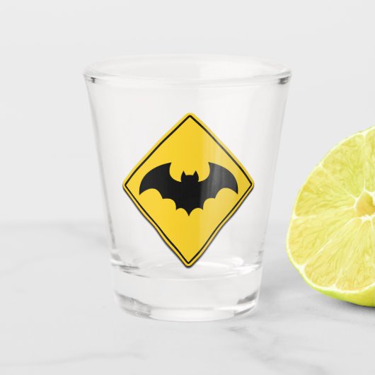 Vampire Bat Warnung Halloween Schnapsglas (Vorderseite)